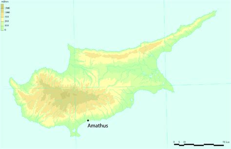 -Map of Cyprus with the location of Amathus (background map M. Sauvage,... | Download Scientific ...