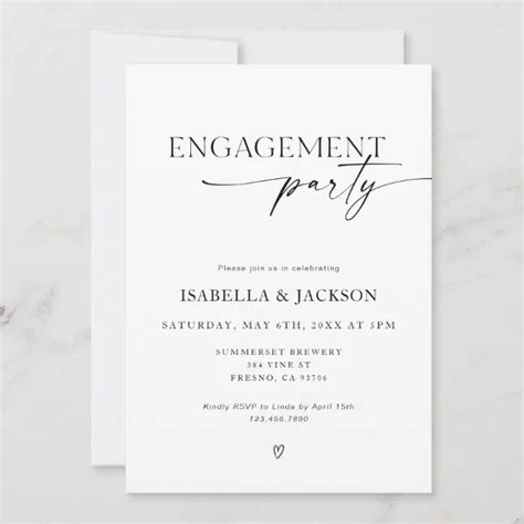 Minimalist Wedding Engagement Party Invitation Zazzle