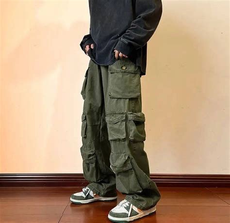 Streetwear Multi Pocket Wide Leg Cargo Pants Grailed