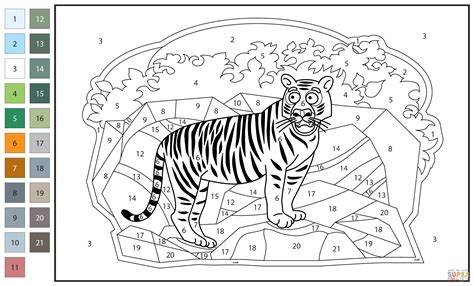 Tiger Color By Number Coloring Page Free Printable Coloring Pages