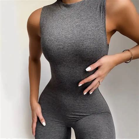 Women Sleeveless Gym Clothing Yoga Set Slim High Waist Sports Jumpsuit