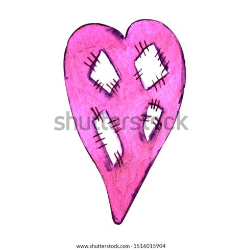 Watercolor Illustration Hand Drawingpink Heart On Stock Illustration