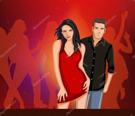 Woman Partying In Red Dress — Stock Vector © Deniscristo 13840032