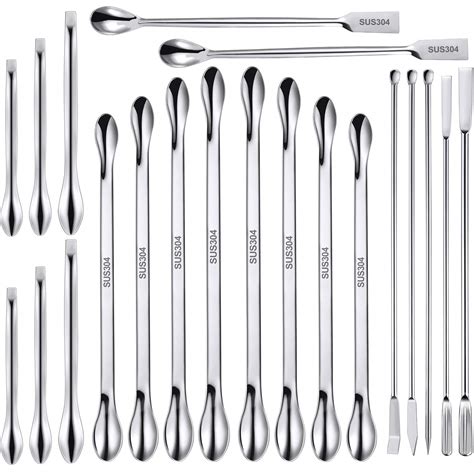 21 Pieces Stainless Steel Lab Spoon Spatula Micro Spoons Laboratory