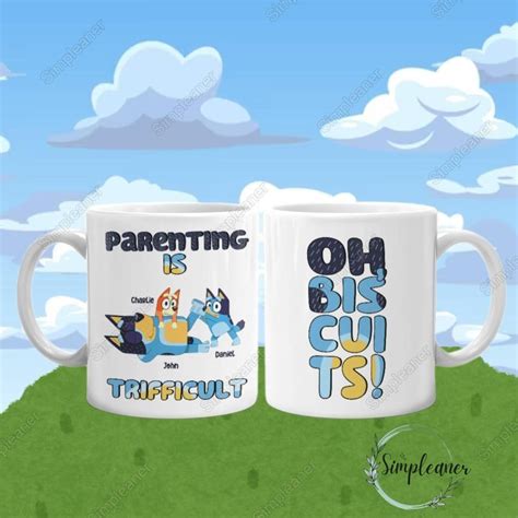 Personalized Bluey Mug Bluey Parenting Is Trifficult Mug Bluey Coffee