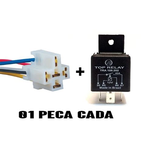 Rele Auxiliar 4 Pinos 12v 40amp Universal Chicote Conector Shopee