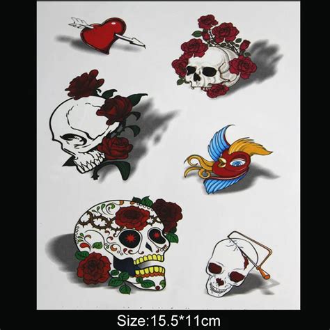 Hot 3d Tattoo Flash Temporary Tattoos Color Flash Tattoo Luminous Skull