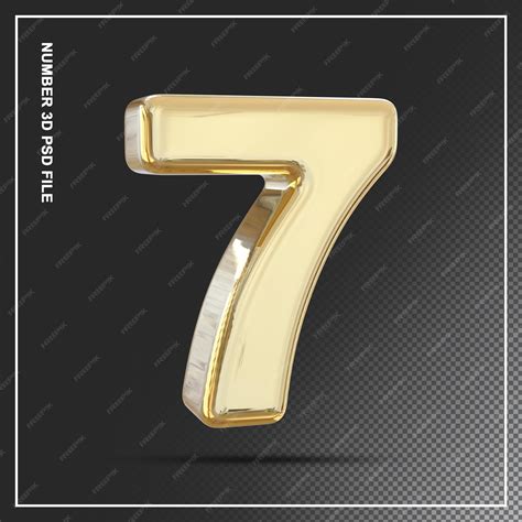 Premium Psd Number 7 Gold 3d Element