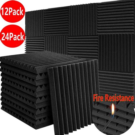 24 Pack Acoustic Panels Self Adhesive 1 X 12 X 12 Sound Proof Foam