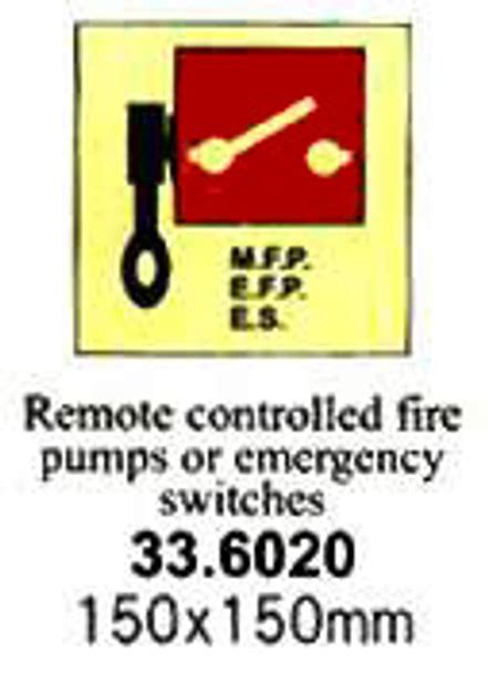 Fire Control Sign Remote Ctrld Fire Pumpem Switch 150x150mm Impa 336020