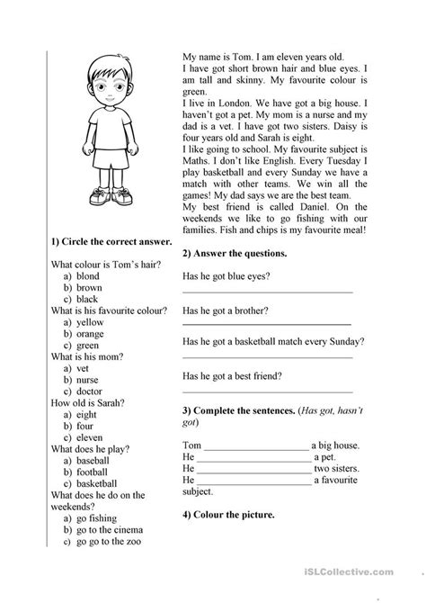 Have Got Has Got Reading Comprehension English Esl Worksheets For