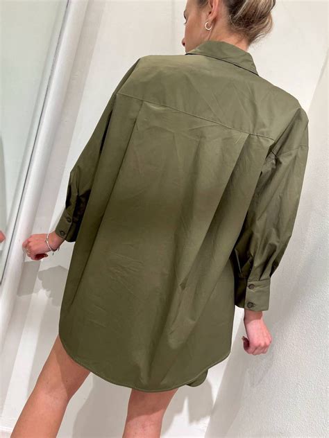 Camicia Over In Cotone Verde Militare Vicolo Scintille Store