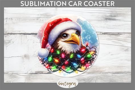 Christmas Eagle V Entangled In Lights Car Coaster Sublimati