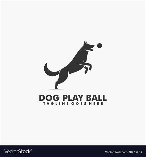 Logo Dog Playing Ball Silhouette Style Royalty Free Vector