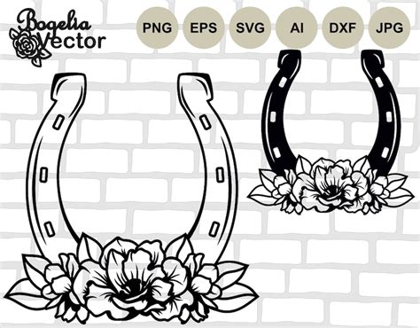 Horseshoe Svg Files Floral Horseshoe Svg Horse Shoe Cut Etsy