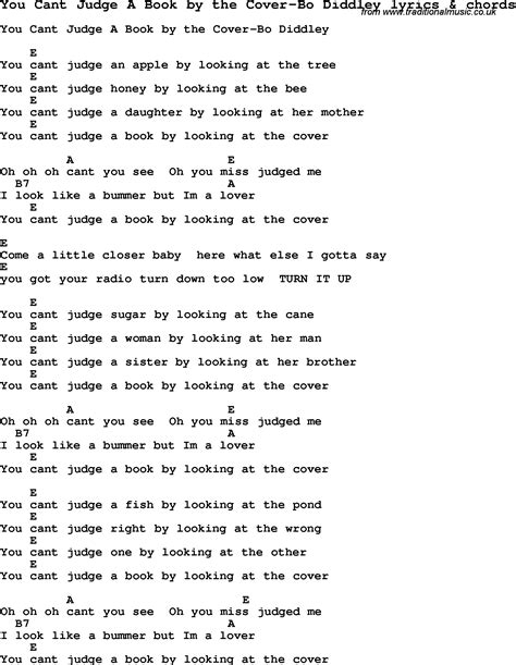 Love Song Lyrics For You Cant Judge A Book By The Cover Bo Diddley With Chords