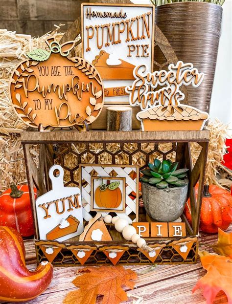 Pumpkin Pie Thanksgiving Tier Tray Set Etsy Halloween Decorations Diy Outdoor Fall Outdoor