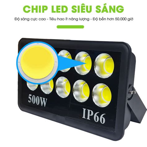 Đèn Pha Led 500W Đèn Pha Cốc Ly 500W IP66 Chip Led COB Ánh Sáng Trắng