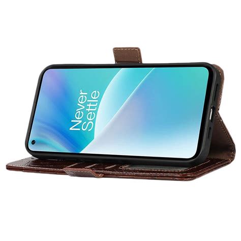 Bolsa De Pele Tipo Carteira Crocodile Rfid Para Oneplus Nord T