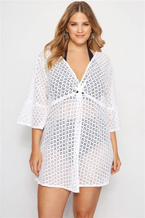 White Lace Twist Front Cover Up Plus Size 16 To 36 Yours Clothing