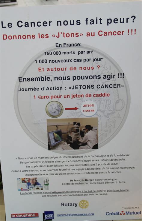 Crest Op Ration Jetons Le Cancer Avec Le Rotary Club Samedi F Vrier