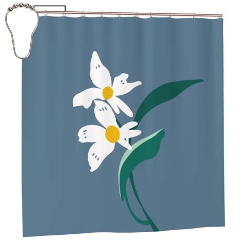 Yfyang Waterproof Bathroom Shower Curtain Gray Blue Flower Oil