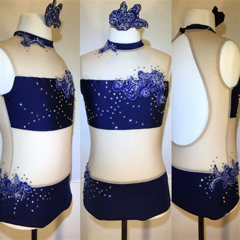 Contemporaryacro Navy Blue Leotard Competition Dance Costume Axs