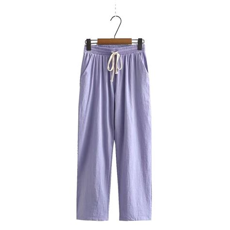 【มีไซส์ใหญ่】plus Size Womens Straight Pants Elastic Waist Solid Color