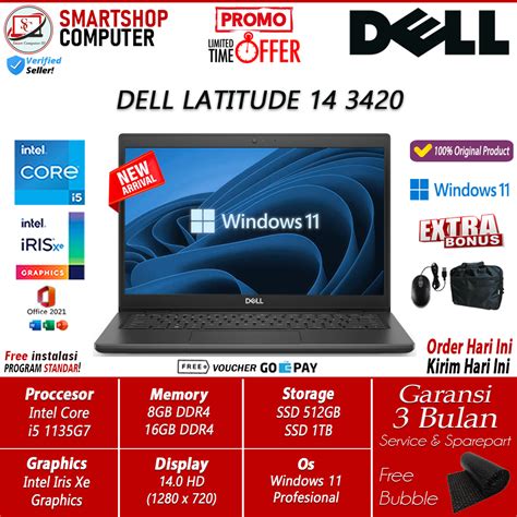 Jual Laptop Ultrabook Dell Latitude 3420 I5 1135g7 8gb 512gb Ssd 14 Fhd Windows11 Profesional