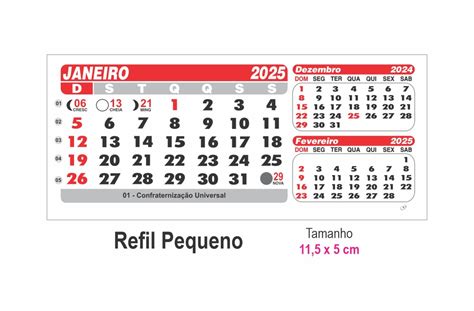 Refil de Calendário de Mesa Pequeno 2025 Grafiara