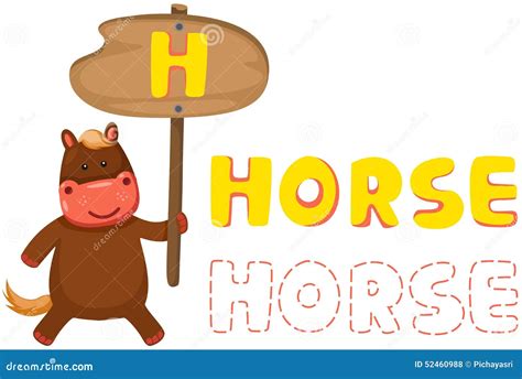 Animal Alphabet H With Horse Stock Vector Illustration Of Drawing