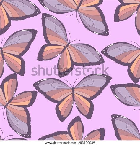 Purple Butterfly Seamless Pattern Stock Vector Royalty Free 283100039 Shutterstock