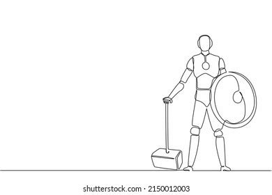 Continuous One Line Drawing Robots Stands Stock Vector Royalty Free