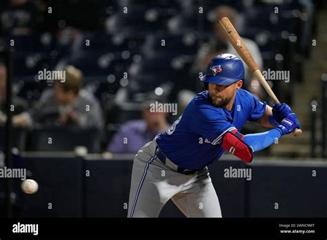 Toronto Blue Jays Nathan Lukes Eyes A Pitch During The First Inning Of