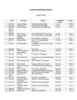 Fillable Online Dnrec Delaware Certified Brownfield Sites In Delaware