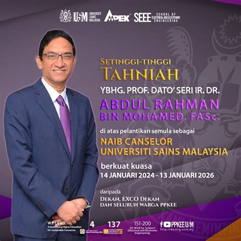 Setinggi Tinggi Tahniah Kepada YBhg Profesor Dato Seri Ir Dr Abdul