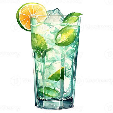 Mojito Cocktail Watercolor Clipart Ai Generative 27237473 Png