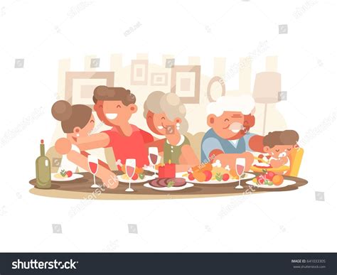 Happy Family Dinner Table Stock Vector (Royalty Free) 641033305 | Shutterstock