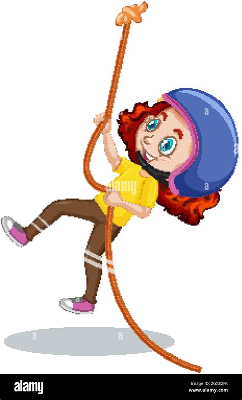 Girl Climbing Rope On White Background Stock Vector Image And Art Alamy