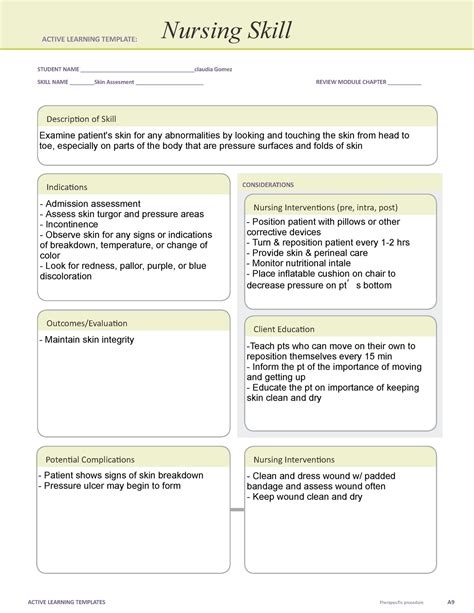 Active Learning Template Nursing Skill