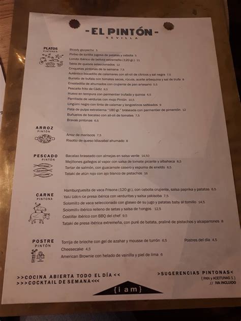 Menu At Restaurante El Pintón Seville