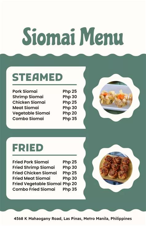 Siomai Menu Templates Customize And Download Free