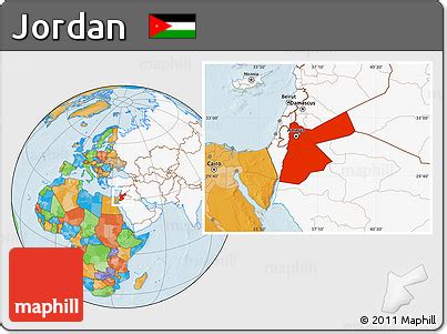 Free Political Location Map Of Jordan Highlighted Continent