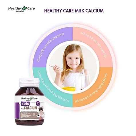 Viên Uống Giúp Bổ Sung Canxi Cho Bé Healthy Care Kids Milk Calcium 60 ViÊn