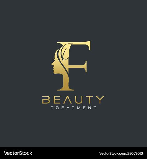 F Letter Luxury Beauty Face Logo Design Royalty Free Vector