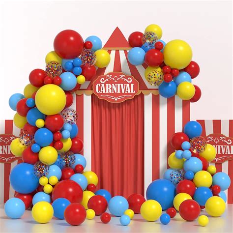 Amazon Janinus Colorful Carnival Balloons Arch Yellow Red Blue