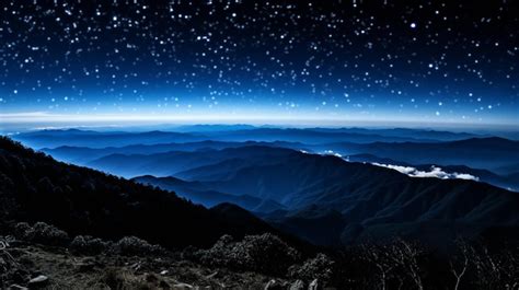 Premium AI Image | a view of the mountains at night from the top of a ...