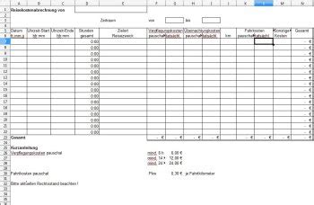 Kostenlose Excel Vorlage Reisekostenabrechnung