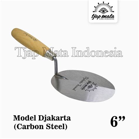 Sendok Semen Oval 6 Inch Gagang Kayu Stainless Steel Tjap Mata Cetok