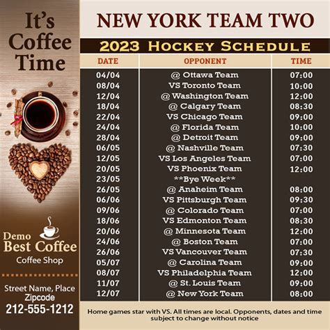 5x5 Custom One Team New York Team Two Hockey Schedule Coffee Shop Magnets 20 Mil Square Corners ...